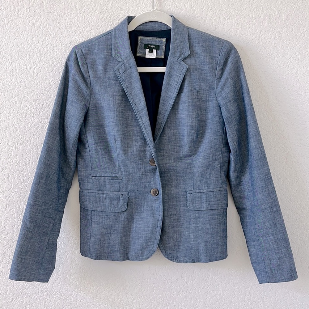 Womens J. Crew Cotton Chambray Blazer